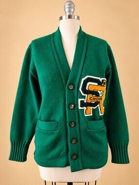 Vintage 70s Tennessee American Varsity Letterman Choir Cardigan Green 32